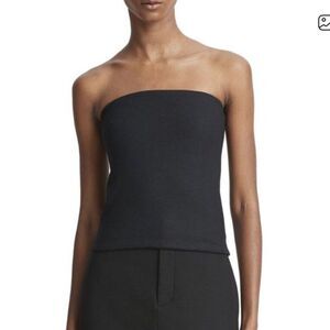 Vince Wool-Blend Strapless Top Women's Black Sleeveless Zipper Closure Large